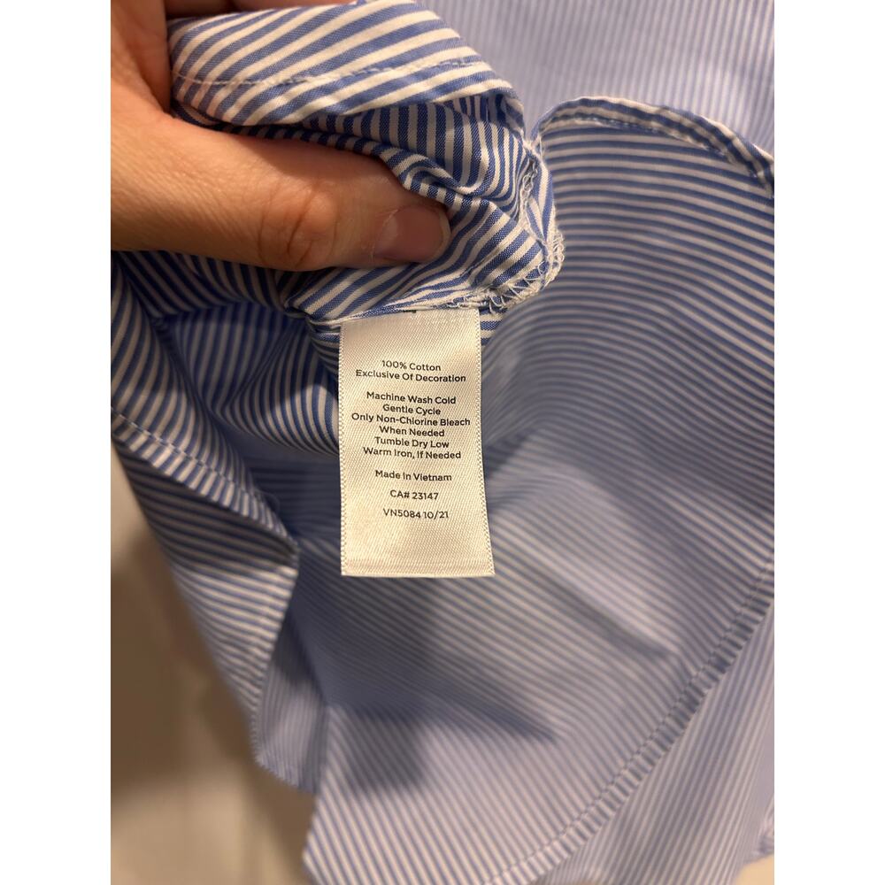 TALBOTS TIE DETAIL POPLIN TOP - GENTLE STRIPE Size Small Petite NWT - Picture 6 of 6